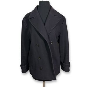 Le Mont St Michel Wool Double-Breasted Peacoat Winter Jacket‎ Dad Coat Womens XS